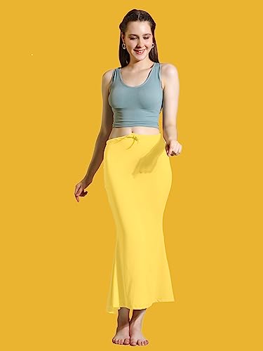 Jaanvi fashion Lycra-Saree Shapewear Petticoat für Damen, Baumwollmischung, Petticoat, Röcke für Damen, gelb, L