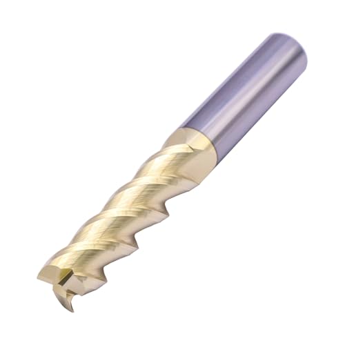 Image of 1 /2 inch 3 Flute Solid Carbide Long End Mill, 4 inch Overall Length, ZrN Coated | 45 Helix, 1 /2 inch Cutting Dia, 1 /2 inch Shank Dia, 2 inch Length of Cut, for Milling Aluminum and Copper, Square End