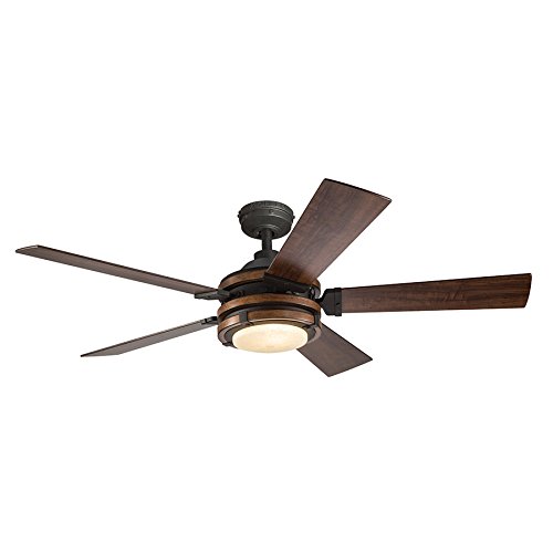 Barrington 52-in Distressed Black and Wood Downrod or Close Mount Indoor Ceiling Fan with Light Kit and Remote (52 Inch, Wood)