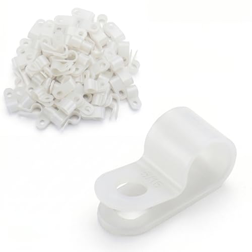 Image of BAOMAIN 5 /16-Inch R-Type Cable Clamps, 1000-Pack Wire Nylon Wire Management Clips, UC-1.5 Screw-On Cord Fasteners for Home, Office, and Industrial Use