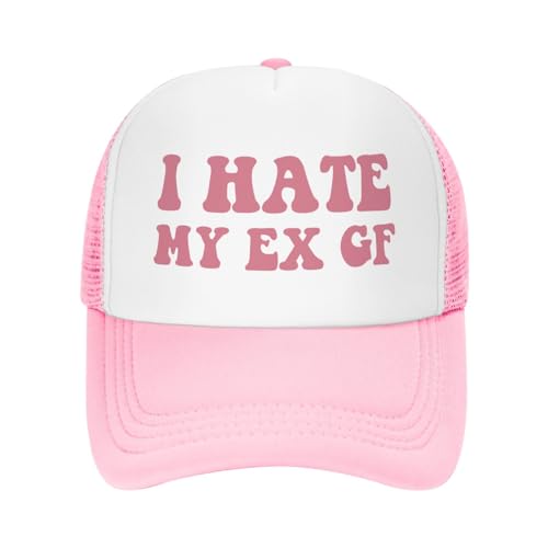 Image of Put It On My Boyfriends Tab Trucker Hats for Women Pink Men Humor Gift Pink Hats for Men