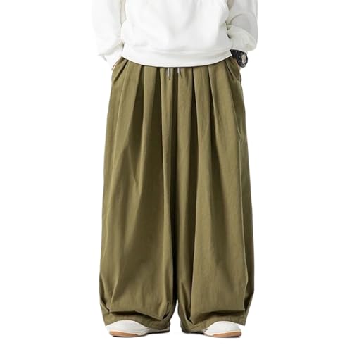 Autumn Men Wide Leg Pants Drawstring Joggers Plain High Street Man Casual Trousers Baggy Harem Pants