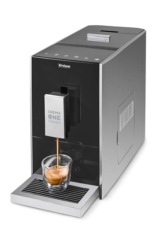 Trisa Crema One Touch Kaffeevollautomat, 19-Bar Druck, 1.2L Wassertank, 130g Bohnenbehälter, Heißwasserfunktion, Einfache Reinigung, Intuitive Bedienung
