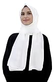 Lina & Lily Opaque Medina Silk Hijab Women's Head Scarf Shawl Wrap (Pure White)