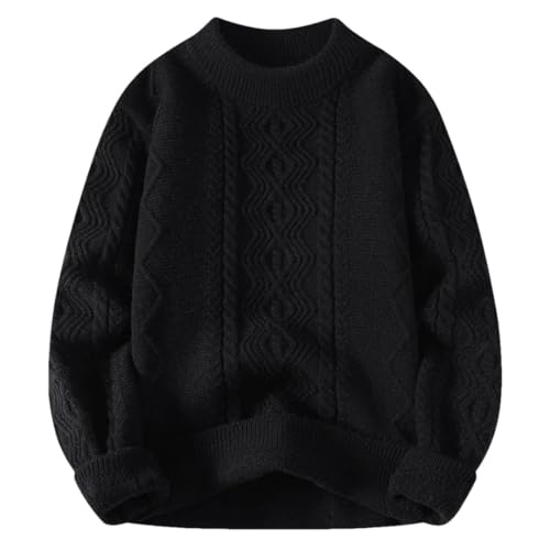 Men's Mock Neck Knit Pullovers Thick Solid Color Warm Knitted Pullover Sweaters