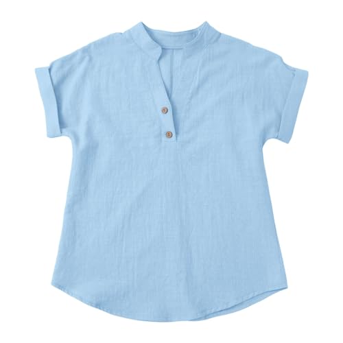 Girls Button Down Shirts Short Sleeve Kids Casual Chiffon Blouse Summer Top T-Shirt 2025 Summer Beach Tops2