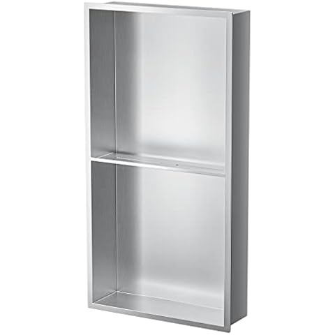 Bernkot Shower Recess 304 Stainless Steel 60 x 30 x 10 cm Wall Anchor Double Shower Shelf for Bathroom No Tiles Required Cover