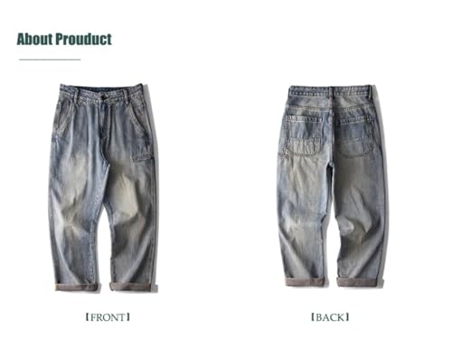 Jeans Pants Trousers Denim Retro Vintage Style Straight Tube Yellow Mud Street Cool and Versatile Casual for Men 6