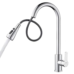 Küchenarmatur, Cobbe Schwenkbarer Kaltwasserhahn mit Herausziehbarem Sprüher, Edelstahl Spültischmischer mit…