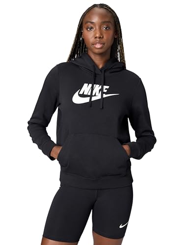 Nike Damen Club Po Kapuzenpullover, Black/White, XS EU