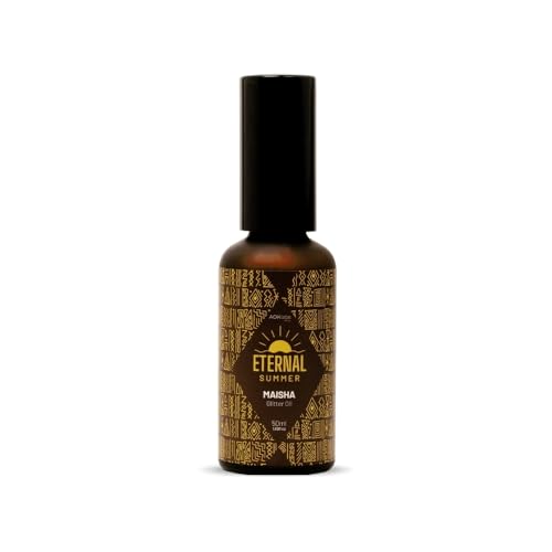 AOKlabs- MAISHA Glitter Oil Aceite iluminador corporal, Body oil hidratante para cara, cuerpo y pelo, aceite de tacto seco multifunción 50ml.