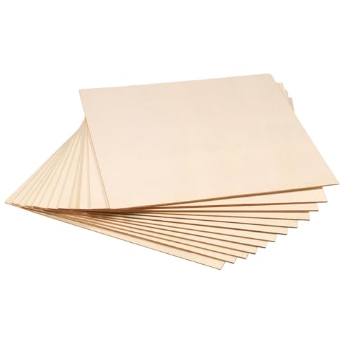 Lot de 12 plaques de contreplaqué de bouleau A4 300 x 300 x 2 mm, découpes en bois multiplex de qualité supérieure pour travaux manuels, modélisme, pyrogravure, scie à chantourner, découpe laser,