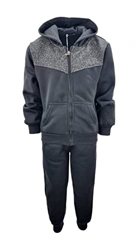 Sports Boy Jungen Jogginganzug Gefüttert, Freizeitanzug, Fitnessanzug in Schwarz Größe 104, jf340