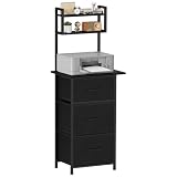 Snughome 3 Drawer Tall File Cabinet with 19.7'' Extended Desktop, 3-Tier Filing Cabinet for Home Office 51.6''H Vertical File Cabinet Printer Stand with Drawers, Fits A4/Letter/Legal, Black