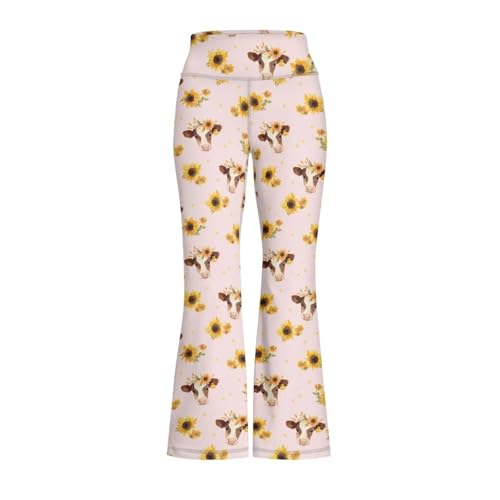 Highland Cow Pants for Girls Size 5-14 Sunflower Soft Workout Flare Leggings for Yoga Gym Running2