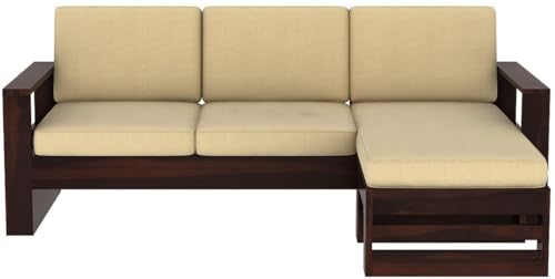 Image of Sheesham Solid Wood L-Shape Sofa for Living Room (L-Shape) (Mahogany 1)