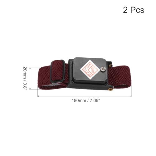 Image of MECCANIXITY 2pcs Anti Static Wrist Strap, ESD Antistatic Bracelet Adjustable Cordless with Spare Bracelet for Computer Electronics Repair Black Rose Red