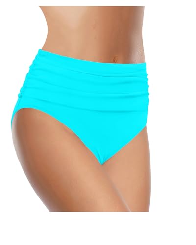 Image of Tempt Me Women's High Waisted Bikini Bottom Tummy Control Ruched Bathing Suit Swim Bottom