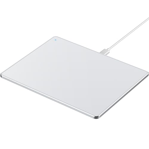 Wired Trackpad for Windows 10/11 – High-Precision Multi-Touch Portable Touchpad Mouse with Multi-Gesture, Ultra-Slim Aluminum Design, Compatibility for PC, Laptop, and Desktop Computers （Silver)