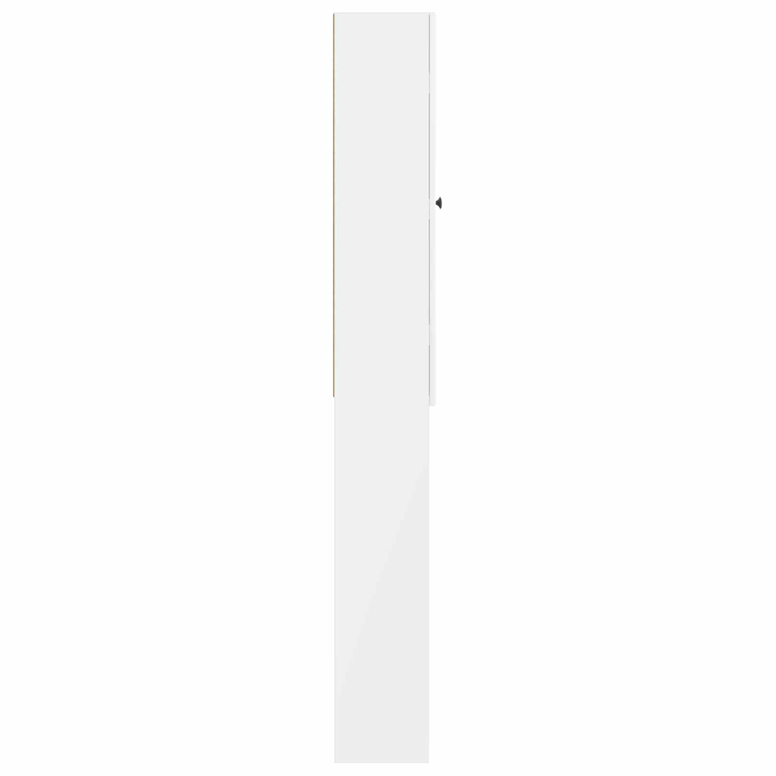 SYDE Szafka łazienkowa ALKMAAR błyszcząca biel 66 x 25,5 x 190 cm | Odporne na wilgoć inżynieryzowane drewno, dwustronne drzwi, schowek na ręczniki i przybory toaletowe