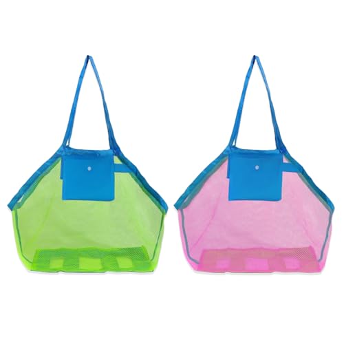 JSTHHTT Bolsa de Malla Plegable Grande para Juguetes y Playa, 2 Piezas