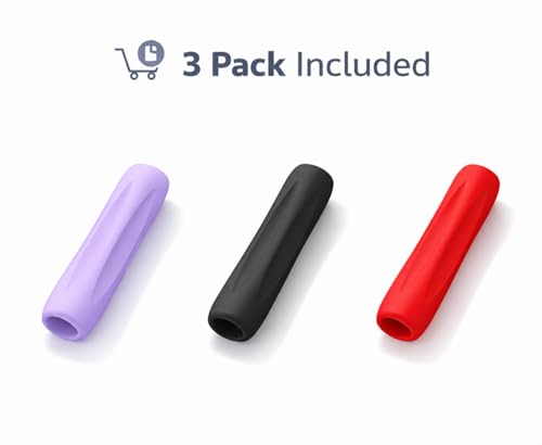 Image of Mizi [3 Pack] Apple Pencil Silicone Comfort Grip Holder Compatible with Apple Pencil Pro (2024), USB-C (2023), 2nd & 1st Generation - (Red, Black, Purple)