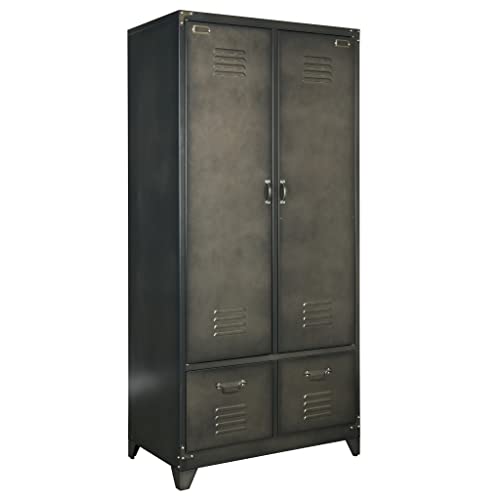 Metallschrank Spindschrank Wäscheschrank Kleiderschrank Metall Vintage schwarz
