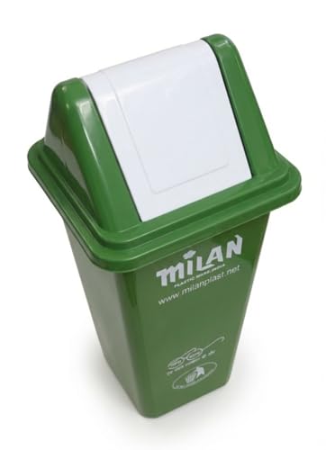 Image of Milan Plastic Square Swing Lid Garbage Dustbin 60 Litre Green