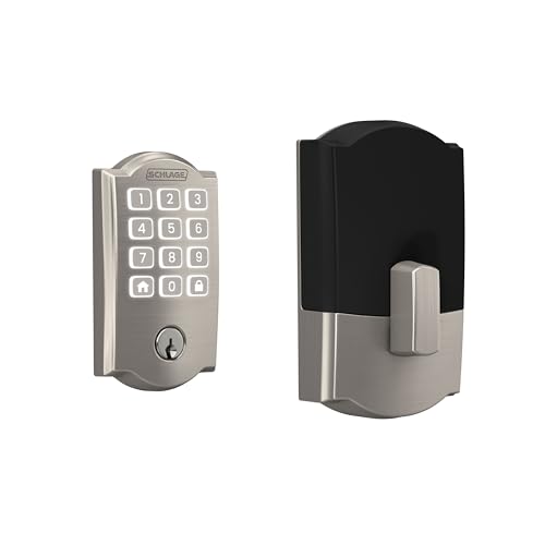 Schlage Arrive WiFi Deadbolt Smart Lock, Keyless Entry Door Lock with Camelot Trim, Satin Nickel,...