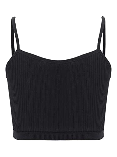 Cropped Tank Tops for Girls Spaghetti Strap Crop Top Basic Sports Crop Cami Half Camisoles for Teen Girls