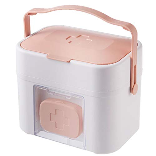 Lxrzls Plastic First Aid Storage Box Medicine Box Storage Box Household Medicine Box Multi-Function Medicine Container (Color : Pink)