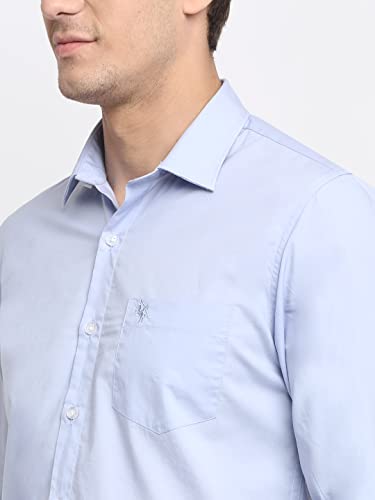Image of Cantabil Men Cotton Blend Solid Sky Blue Full Sleeve Casual Shirt (P-MSHC00233-SKY Blue)