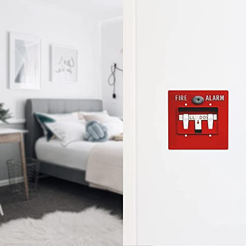 Fire Alarm Cool Wall Plate Cover 2-Gang Toggle Redretro Decorative Light Switch Cover Vintage Outlet Cover For Teens Room Fun Novelty Gift Kitchen Accessories Decor Bedroom #TOP4