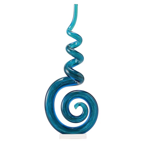 Estatua de vidrio estilo Murano 15 pulgadas azul miniatura 1