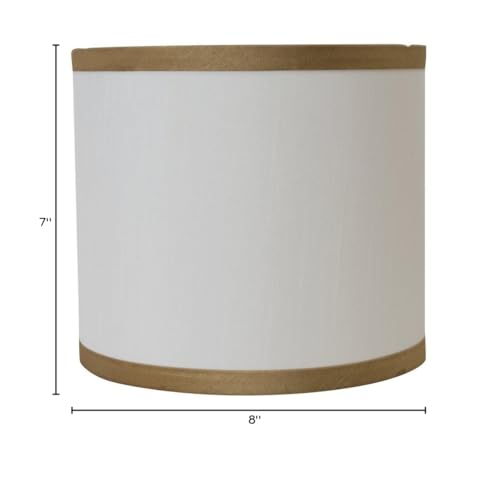 Urbanest Off White with Gold Trim Faux Silk Classic Drum Lampshade, 8-inch by 8-inch by 7-inch, Spider Washer Fitter