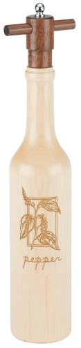 The Original Laser Engraved 14" "Wine Bottle" Pepper Mill in Maple Wood - Pepper Botanical