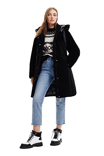 Desigual Women's SUNDSVALL, 2000 Black Padded Long Overcoat, XL