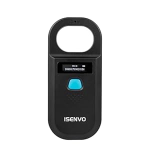 ISENVO Haustier ID Lesegerät, Haustier ID Pet Scanner, Wiederaufladbarer, RFID Mikrochip-Leser 134,2 kHz 125 kHz, Liest Haustierchips in FDX-B (ISO11784/11785) und EMID-Mikrochips, 15 Ziffern