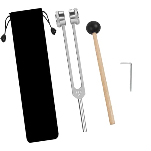 128hz Tuning Fork for Healing Set with Reflex Hammer, Aluminum Alloy Medical Weighted Tuning Forks for Sound Therapy & Chakra Healing, 128hz Healing Instrument