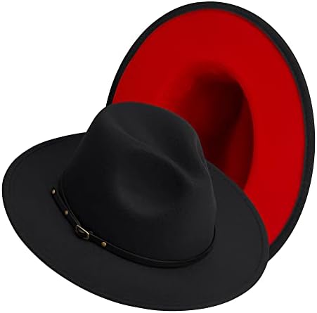 Wide Brim Fedora Hats for Women Dress Hats for Men Two Tone Felt Panama Hat