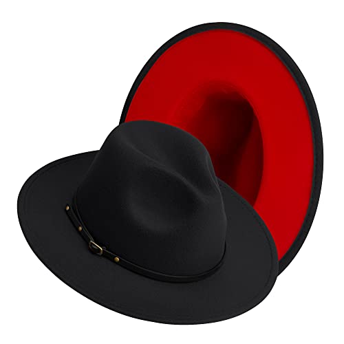Wide Brim Fedora Hats For Women Dress Hats For Men Two Tone Felt Panama Hat #TOP17