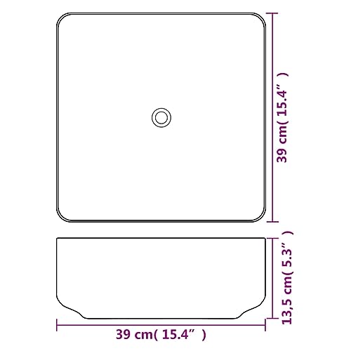 Lavabo cuadrado de cerámica blanco 39x39 cm Mangloder para baños modernos 4