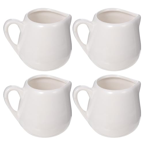 Garneck Mini Sauce Creamer Containers - Porcelain Coffee Creamer with Handle - Ideal for Serving Honey - Maple Syrup - Gravy and Condiments - White, 4.6X4.2X4.2CM