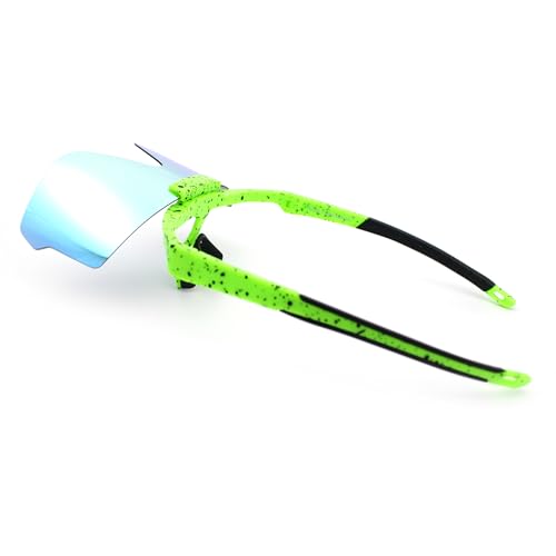 Image of SA106 Polarized Mens Flip Up Rimless Oversized Shield Plastic Sport Sunglasses
