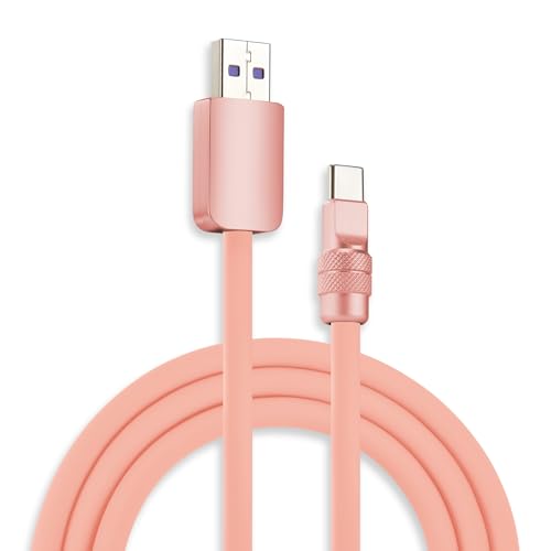 Image of chubbycable Chubby 2.0 Fast Charging Cable Durable Soft Silicone USB C Cable 120W Extra Thick Charger Cord Compatible with iPhone 17-15 Series iPad, Pink+Pink, USB-A to Type-C, 4.9FT