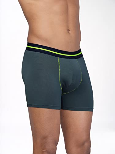 Image of TECHNOSPORT Men's Colorblock Trunks Underwear with ElastoLITE 4 Way Stretch Lightweight Breathable Moisture Wicking Soft Anti Odour Anti Microbial Comfort Fit Boxer Briefs Innerwear for Men