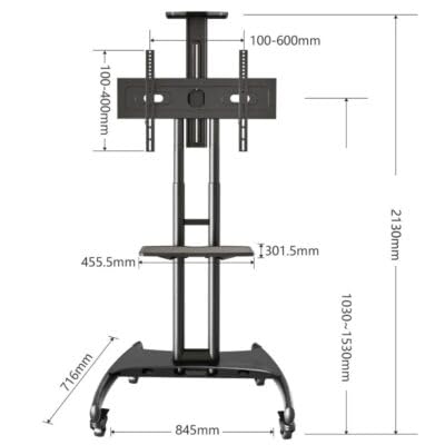 Image of AUDIOVAN Heavy Duty Led TV Stand with Wheels for 32-75 Inch TV Display Stand Rolling Matel TV Cart Trolley Mobile Movable TV Bracket (Model No. AVT-1500)
