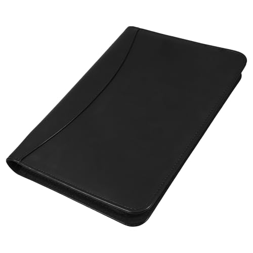 ABOOFAN Portafolio de Oficina A5 Cremallera Organizador de Carpetas de Trabajo Carpeta Portafolios Multifuncional de 6 Anillas Negro para Negocios