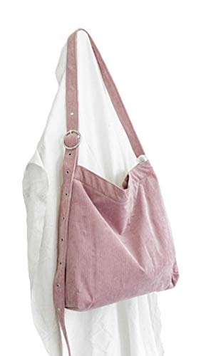 QING Bolsa de Pana Bolso Bandolera Casual Bolsa de Hombro Crossbody Bolsa Ligera para Mujer (rosa)