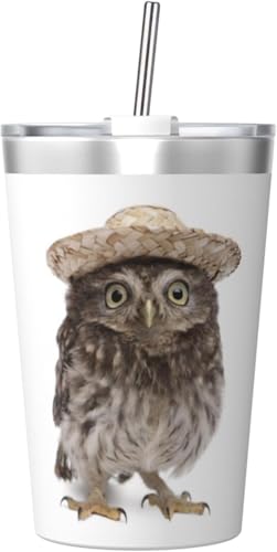 魔法瓶 ふくろう 梟 タンブラー 350ml ステンレス製 水筒蓋とストロー付き 真空断熱漏れない 持ち運び 直飲み 子供 通勤 通学 かわいい おしゃれ プレゼント